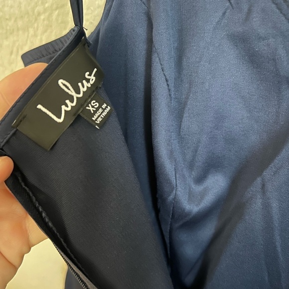 Navy Blue Satin Sleeveless Jumpsuit NWOT XS - Picture 7 of 7